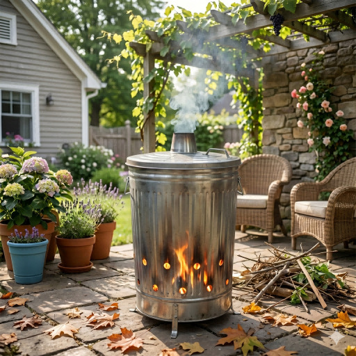 American-Style 120L Galvanized Iron Garbage Incinerator with Chimney, 31Gal Metal Leaf Burning Bin