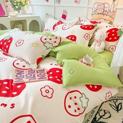 Factory direct sale thick 100% cotton terry four-piece set student dormitory three-piece set washable cotton sheet and comforter wholesale