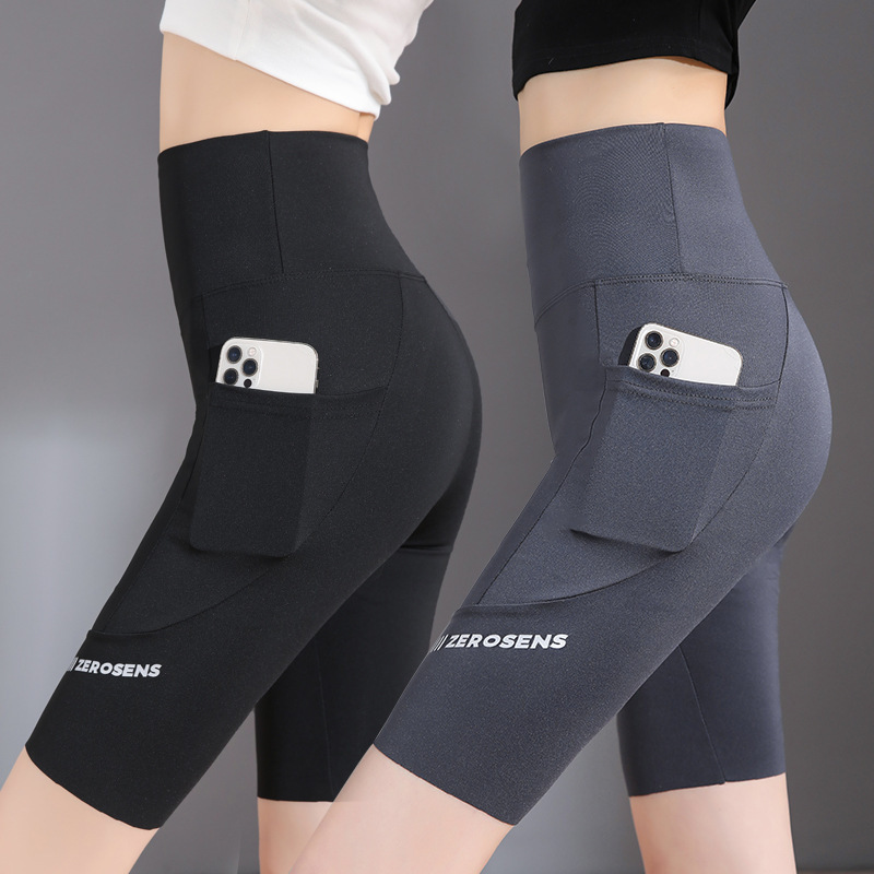 Pocket Shark Pants Women's Outer Riding Bottoming Shorts Summer Thin Black High Waist Tight Barbie Yoga Pants
