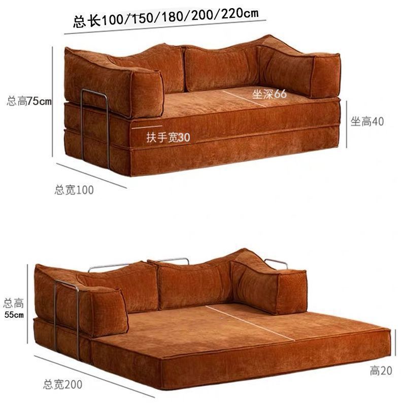 复古布艺沙发床小户型客厅卧室家用可折叠拆洗双三人两用模块沙发|undefined