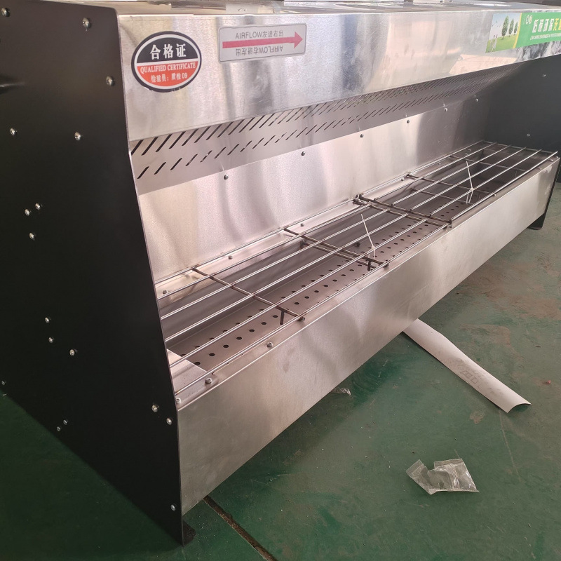 Triciclo sin humo parrilla comercial móvil puesto de limpieza de acero inoxidable revestido de acero carbón parrilla de limpieza de máquina integral