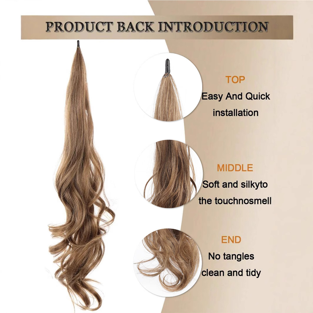 Peruca de cola de caballo, barra mágica de cabello, trenza de cola de caballo, simulación natural de ondas grandes, banda de fibra química, pelucina de cabello, trenza de cabello