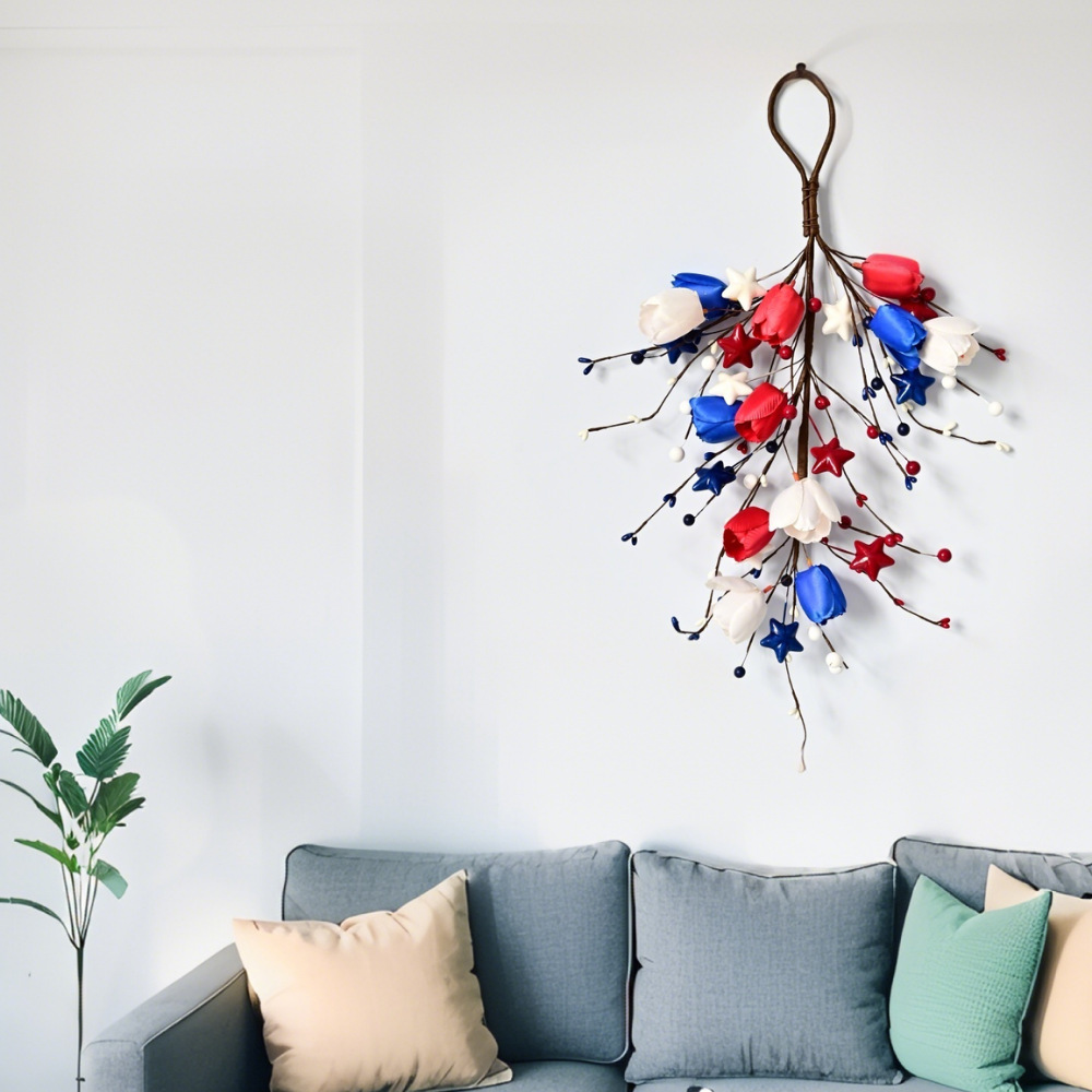 Día de la Independencia Decoración Decoración de ramas Adornos de pared Adornos de pared Estrellas rojas, blancas y azules Día nacional de EE. UU.