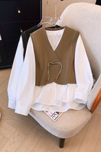 设计感小众新中式盘扣马甲拼接假两件领长袖衬衫外套女秋装上衣