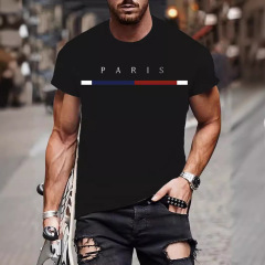 2025国境を越えた夏に爆発したパリのテーマパターンプリント男性の快適なtシャツを作ってシャツを作る