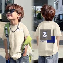 2025年夏季新款纯棉韩版潮流男童T恤时髦ins风宝宝帅气短袖上衣酷