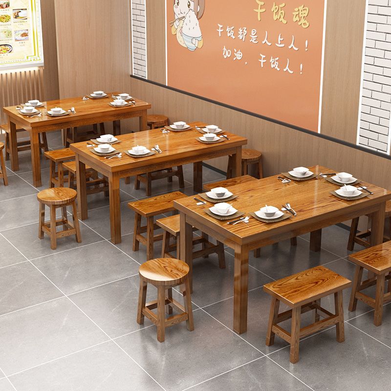 Noodle Shop Tables and Chairs, Hotel Snack Bar Dining Tables and Chairs, Dining Table Combination, Solid Wood Restaurant Canteen Table, Restaurant Barbecue Carbonization