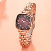Fashionable diamond square quartz watches, women's watch, waterproof steel belt, swiss watch, suitable for import, simple and elegant design