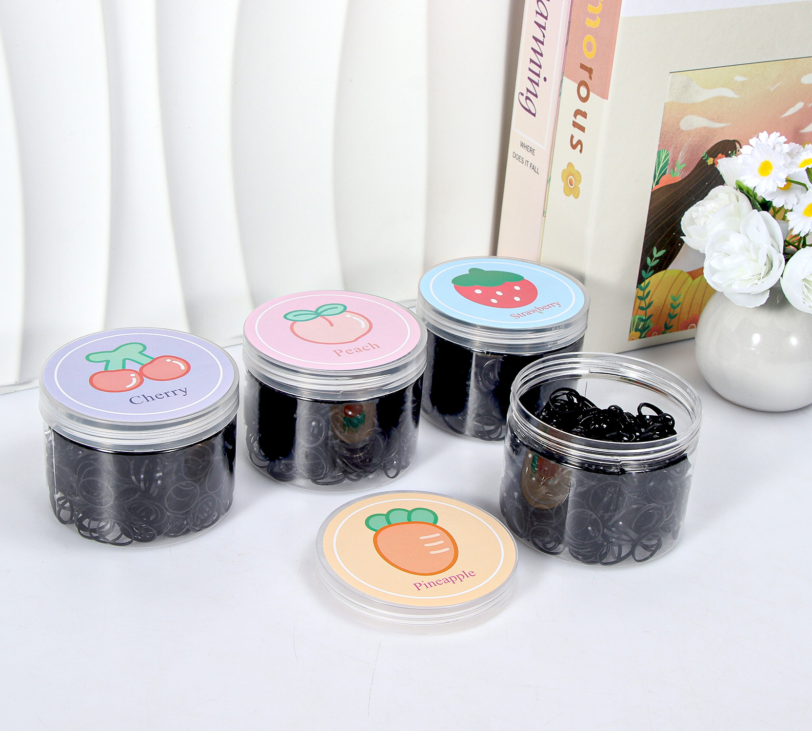 Banda de goma negra para niños, alto valor elástico, duradero, lazo para el cabello, no daña el cabello, anillo para el cabello de goma, accesorios para la cuerda para la cabeza, puesto