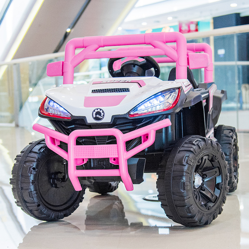 Coche eléctrico para niños de cuatro ruedas con control remoto coche de bebé coche de juguete para niños y niñas puede sentarse cochecito recargable de Doble accionamiento