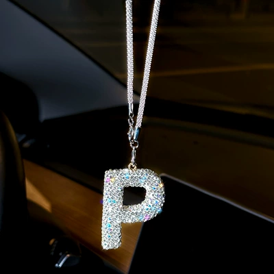 Cross-Border Popular Diamond-Encrusted 26-Letter Alphabet | Car hanging - pendant-diamond-letter-p