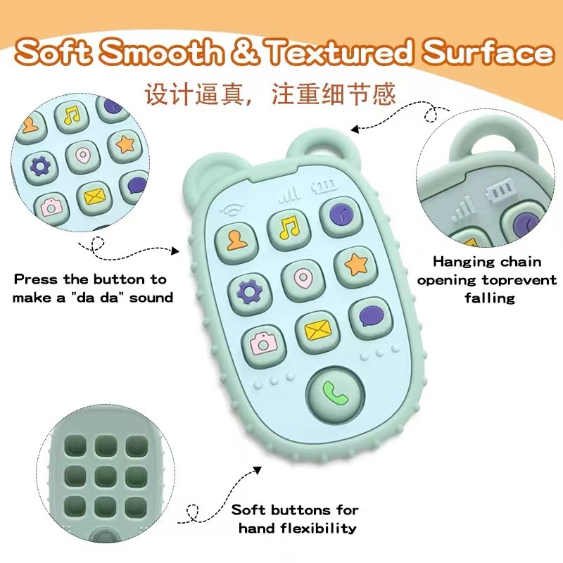 Pequeño oso control remoto goma de diente para niños goma de mordida para calmar anti-comer artefacto de mano de grado alimenticio silicona juguete de apetito