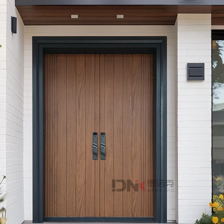 Cast Aluminum Villa Door Double Door Entrance Door Mother-In-Law Wood Grain Glass Door Rural Self-Built House Double Door