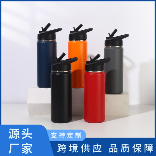 Cross-border sports kettle B16 double-layer space kettle 304 stainless steel thermos cup outdoor sports water cup spray plastic cup