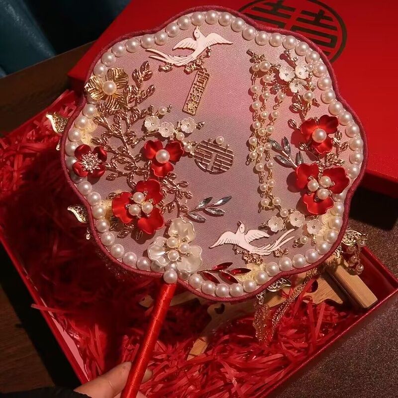 古風団子新婦結婚秀禾中国式結婚式中国秀禾服喜扇子|undefined