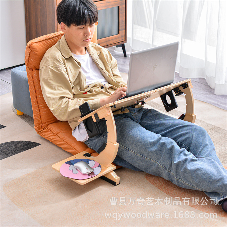 Solid Wood Computer Stand Bed Folding Desk Wooden Lazy Computer Desk Study Dormitory Desk Folding Portable