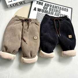 儿童冬款加厚冬季保暖条绒加厚老爹裤潮版橙子宝贝童装宝宝绒裤子