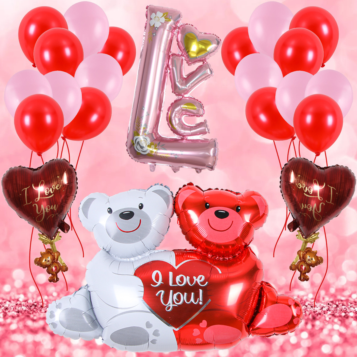 Nuevo Día de San Valentín amor abrazo oso globo aluminio decoración del partido Qixi confesión traje atmósfera diseño
