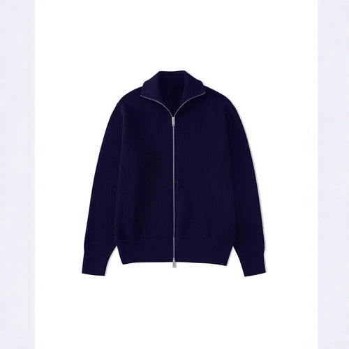 Maji Four Corners Spring Double Zip Semi-High Collar Warm Couple Heavyweight Open Sweater Men's Knitwear