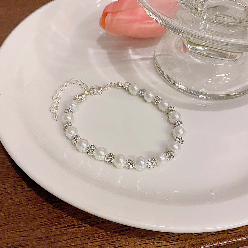 Ins風真珠ブレスレット女子レトロ小衆気質ビーズ手串高級感カップルの親友手飾り卸売り|undefined