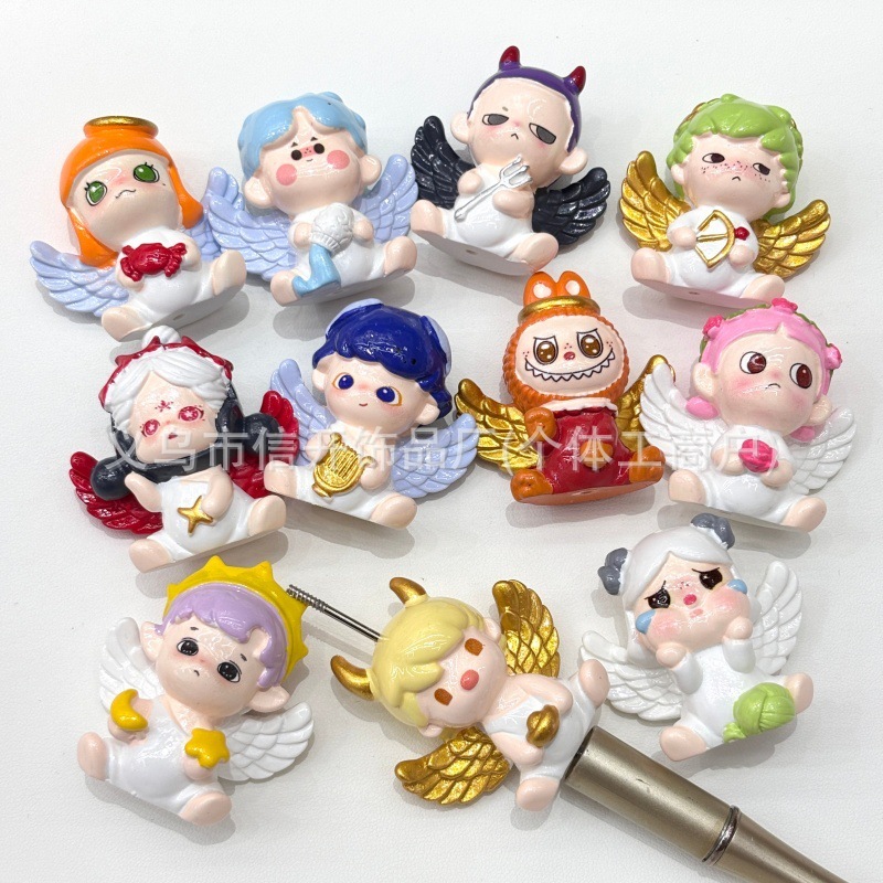 带孔树脂PPMT天使宝宝立体卡通串珠diy手工饰品手机链包挂材料|undefined
