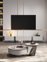 意式輕奢岩板電視櫃茶幾組合小戶型客廳現代簡約新款電視機櫃整裝