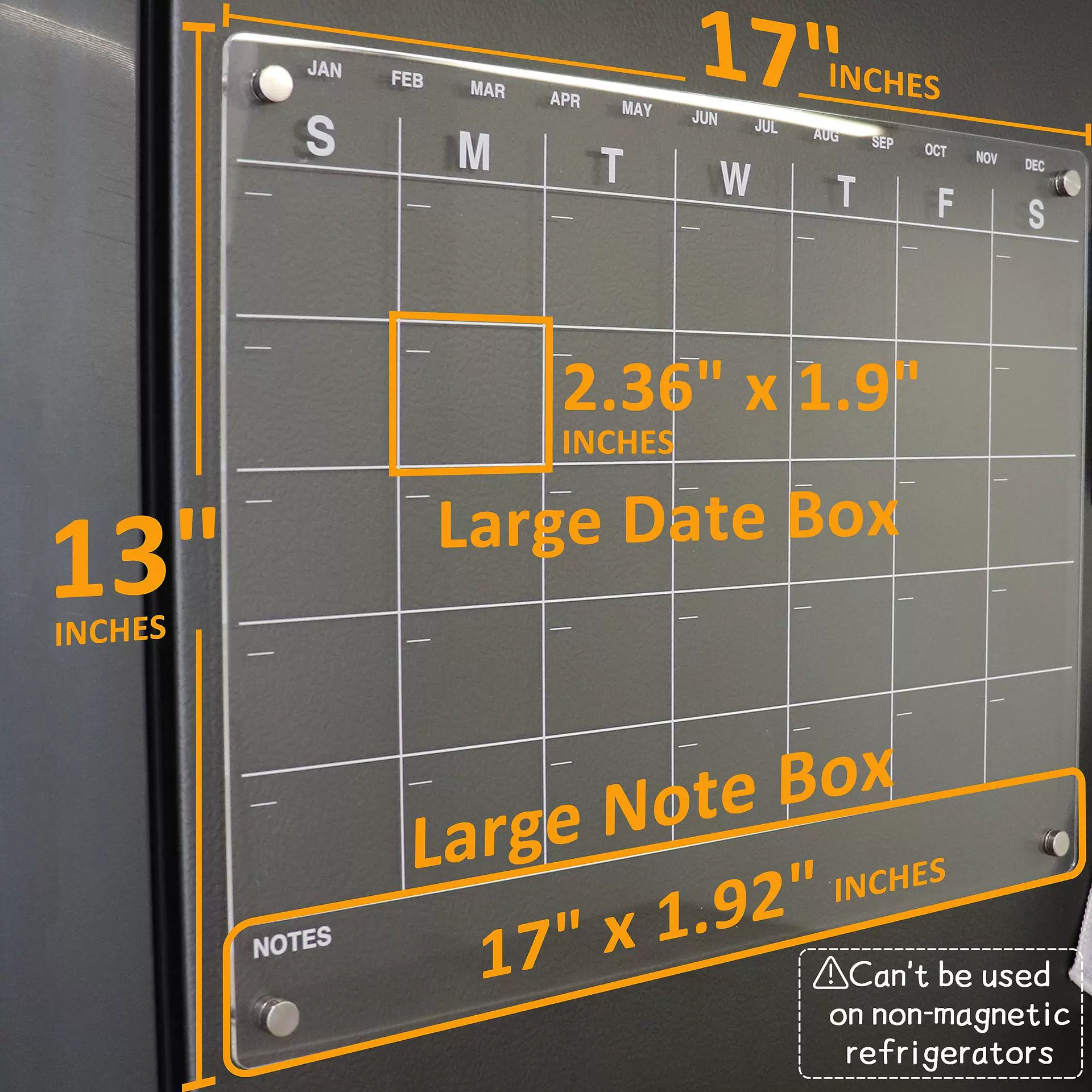 计划板冰箱透明磁性亚克力日历板干擦板磁学习收纳白板留言板