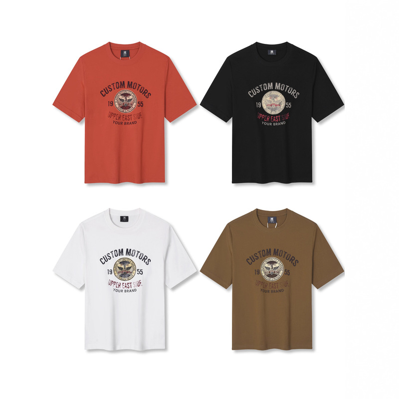 2025 Casual New Men's Short-Sleeved T-Shirt Pure Cotton Men's Round Neck European and American Trendy Men's Clothing Wholesale Factory