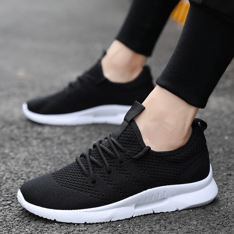 2022 New Men's Mesh Hole Embossed Flyknit Air Mesh Shoes Breathable Casual Mesh Surface Shoes Soft Sole Durable Running Shoes