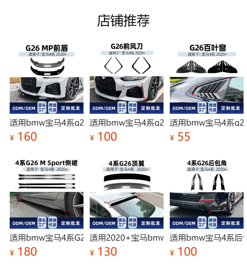 Suitable for BMW 4 Series G26 2020+ four-door coupe, PSM style rear spoiler, cross-border modification part
