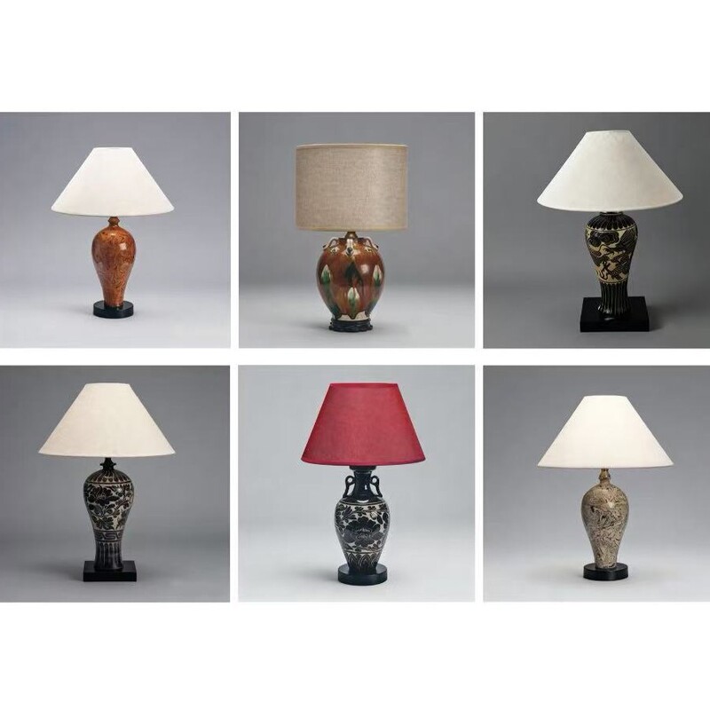 Ancient Porcelain Song Dynasty Retro Chinese Style Living Room Study Bedroom Bedside Table Jingdezhen Blue and White Ceramic Dimming Decorative Table Lamp