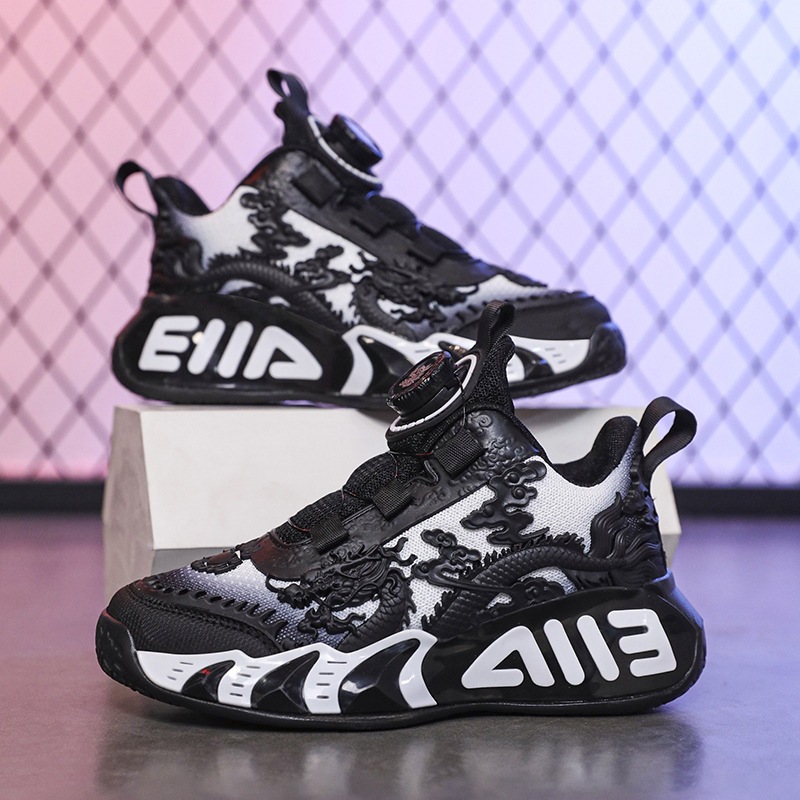 Zapatos de baloncesto para niños, nuevos zapatos de verano chinos, dragón limitado, zapatos de deporte transpirables para niños.