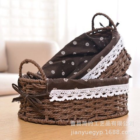 Cesta de almacenamiento tejido de escritorio organización cesta sundries merienda almacenamiento cesta juguete cosméticos almacenamiento cesta tela clave caja