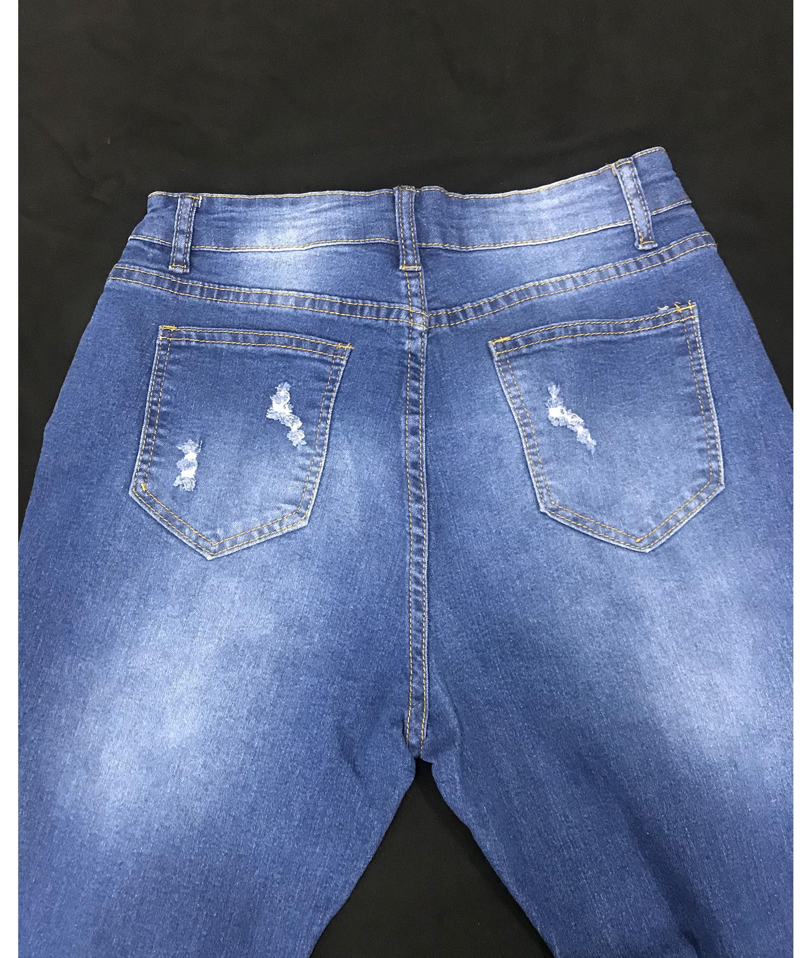 Washed Design Streetwear Style Women's Holiday Daily Streetwear Solid Color Full Length Washed Jeans