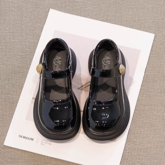 Girls Small Leather Shoes Spring and Autumn 2025 New Student Princess Shoes Black British Academy Style Children's Shoes Mary Jane
