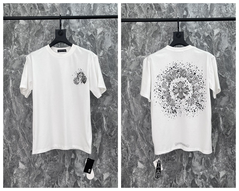 24クロスボーダートレンディブランドCh Crow*Horseshoe SanskritラウンドネックTシャツ半袖万能男女Tシャツスポット卸売|undefined