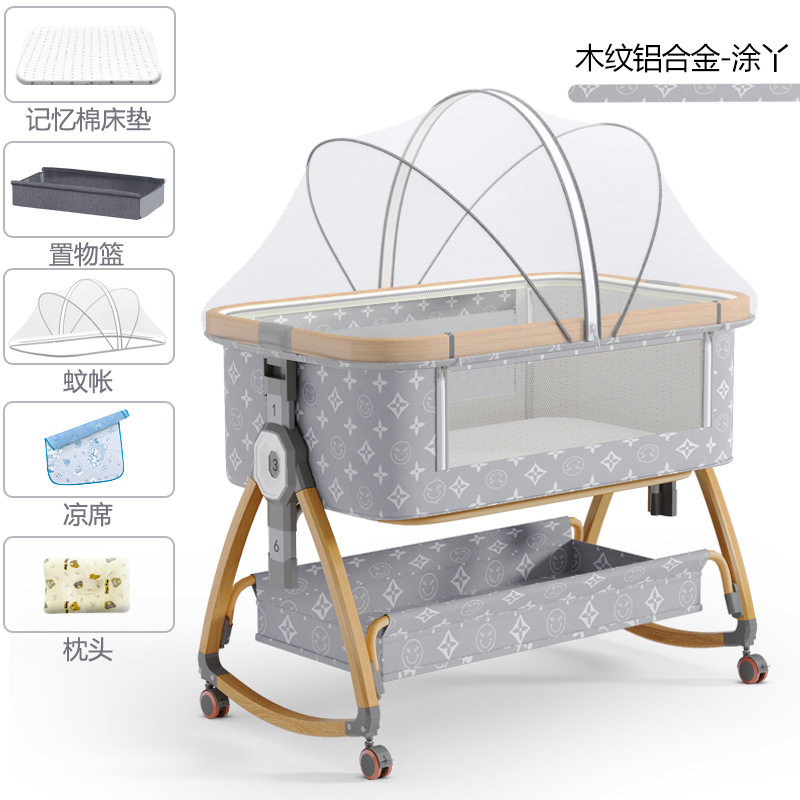 Cuna de bebé recién nacido cama costura Cama grande Baby Shaker BB cama de los niños cuna cama multifuncional móvil plegable