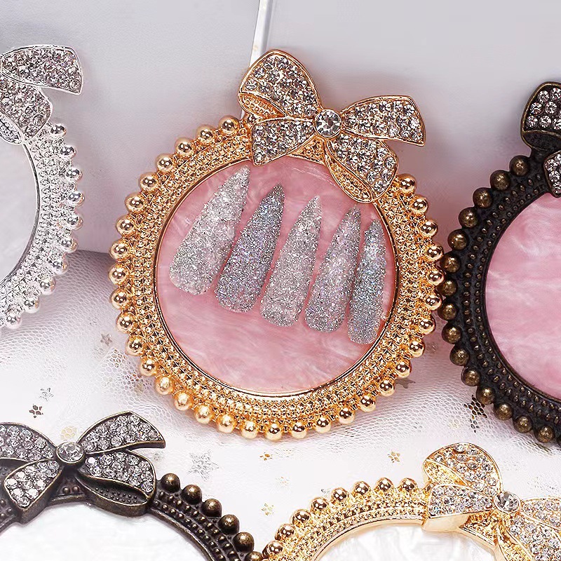 Estilo japonés en línea celebridad uñas diamante arco pantalla color placa retro pantalla marco mano modelo tiro trabajo soporte de exhibición