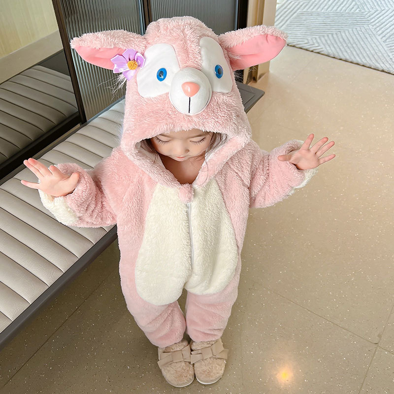 Mono de los niños del invierno la muchacha mono bebé lingna Beier coral fleece desgaste Otoño e Invierno ropa lindo