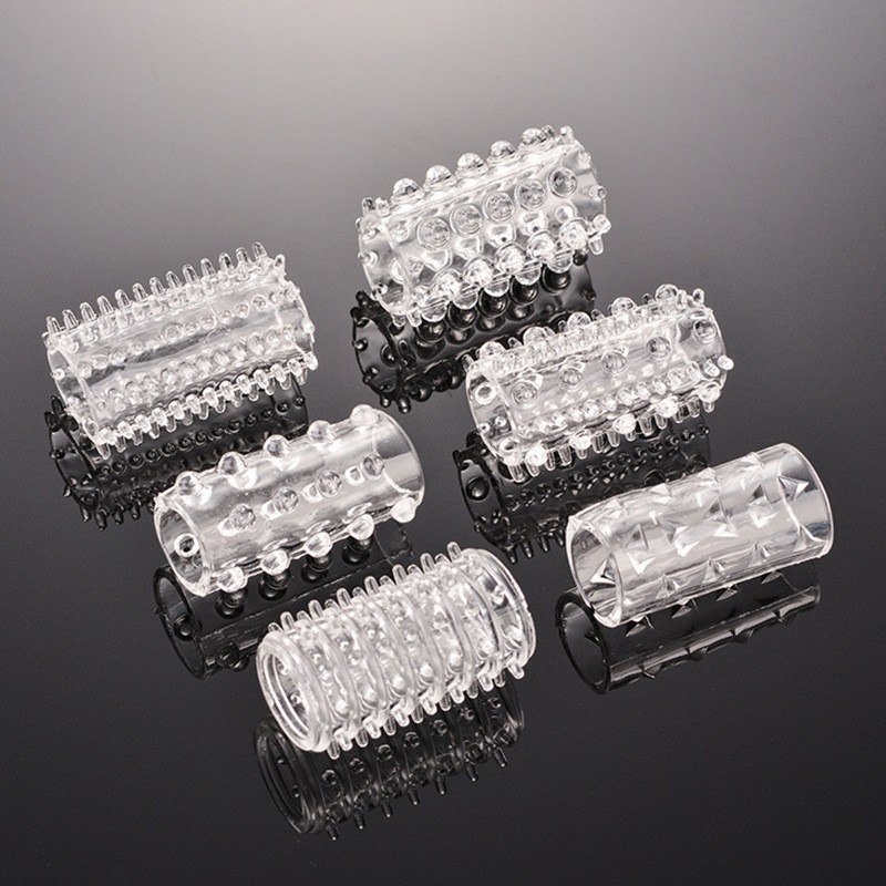 Sexy Semen Locking Ring, Small 6-Piece Set, Particle-Blocking Ring, Male Penis Condom, Sex Toy, Wolf Tooth Condom, 6-Pack