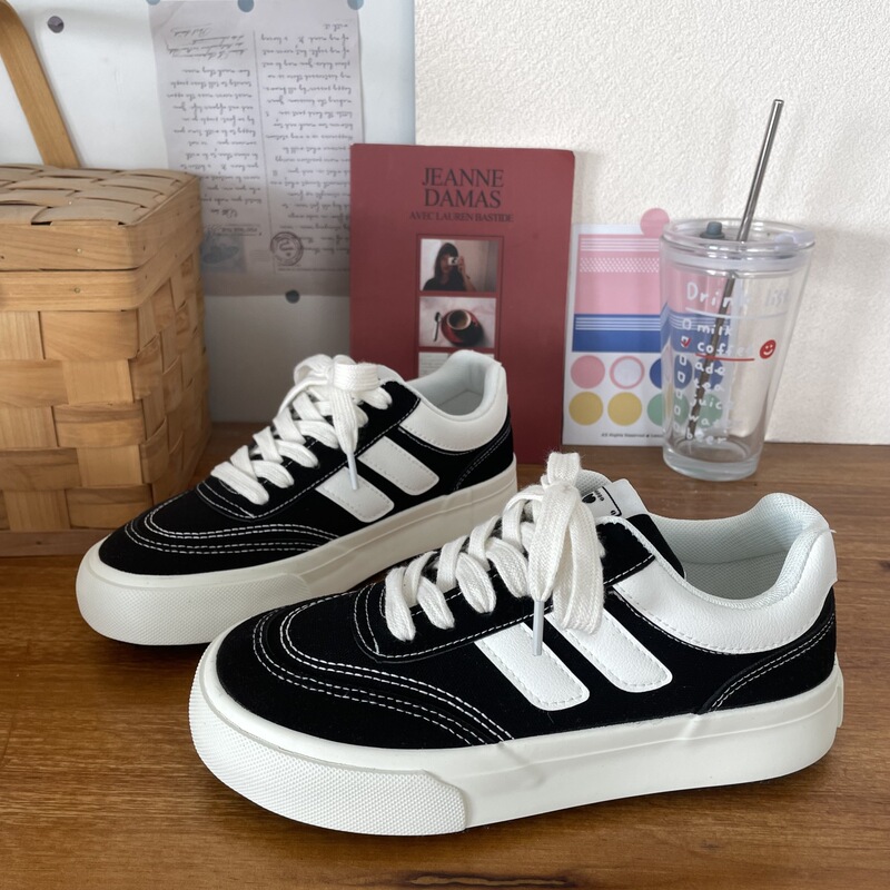 White Shoes Women's Flats Versatile Student Breathable Canvas Shoes 2025 Spring and Autum New Casual Hong Kong Style Sports Shoes