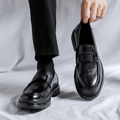 2023 Spring Soft Sole Leather Shoes for Men, British Youth Business Casual Low Top Wedding Shoes 2158-R