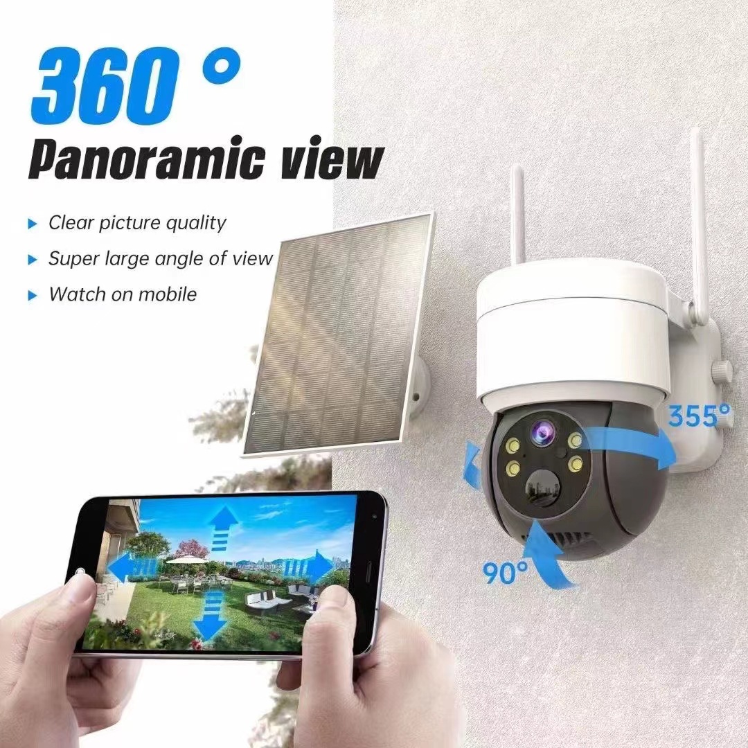Low-power solar camera with 4MP high-definition indoor and outdoor monitor, wireless WiFi dual-light camera