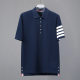 TB JL Classic Four Bar Pure Cotton Bead Heavy Polo Shirt Lapel Casual Men's T-Shirt Loose Summer Short Sleeve