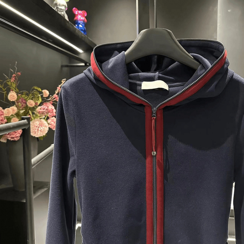 欧洲站高端2025秋季藏青色连帽卫衣新款女装高级感穿搭上衣欧货潮|undefined