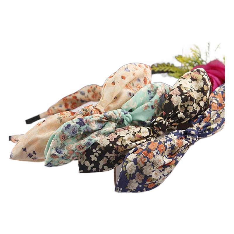 Tocado accesorios para el cabello al por mayor arroz bandera floral Orejas de conejo diadema Corea del Sur moda Polka Dot arco diadema