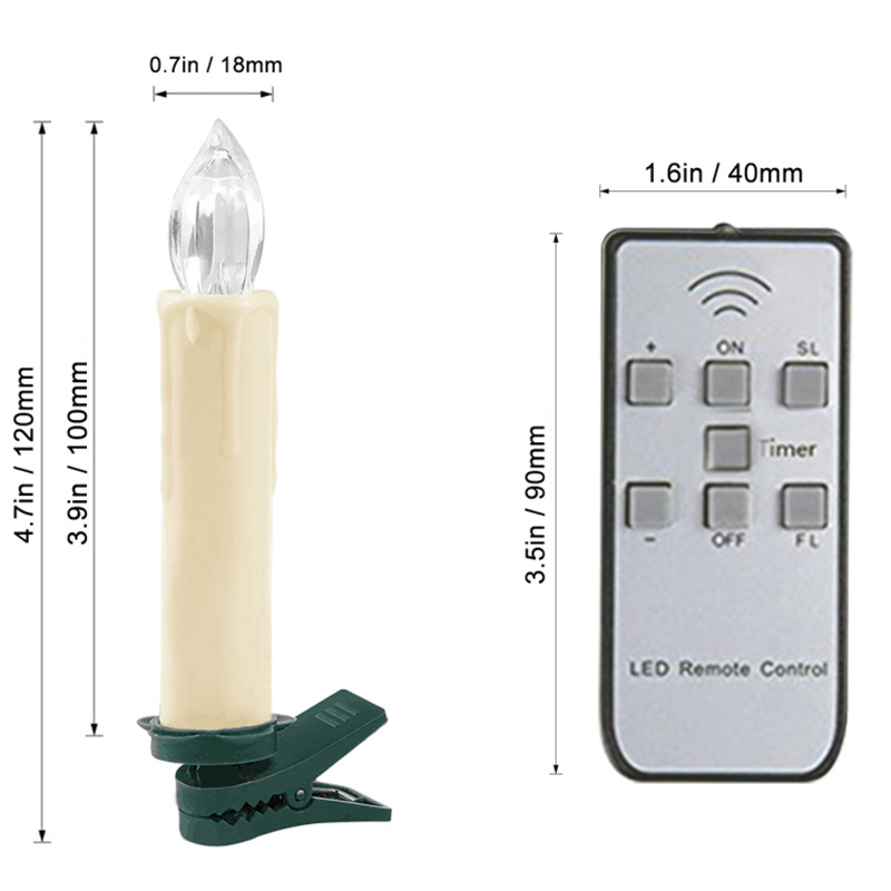 Control remoto electrónico vela lámpara de cristal cabeza Halloween decoración del hogar vela árbol de Navidad clip vela adornos transfronterizos