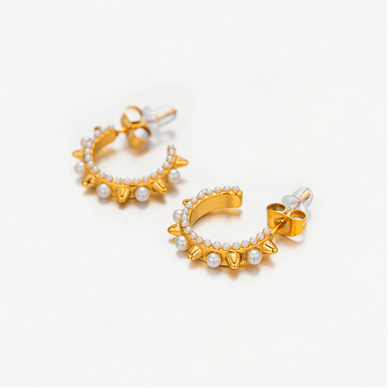 TENA estilo francés retro perla metal arco pendientes aguja de plata de diseño de alto nivel pendientes temperamento simple pendientes