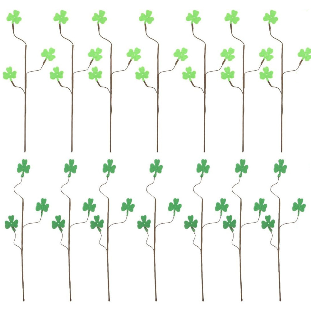 20 piezas de decoración del día de San Patricio artificial imitación de cuatro hojas fieltro fiestas irlandesas decoración