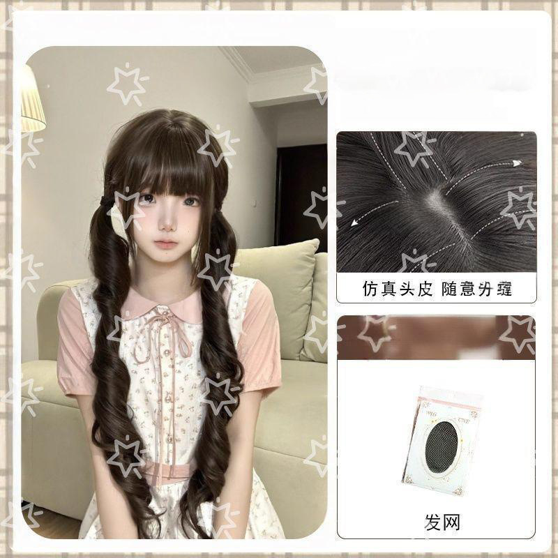 假发女巴洛克甜心可爱萝莉虎口夹古早Lolita双马尾长卷发假发头套|undefined
